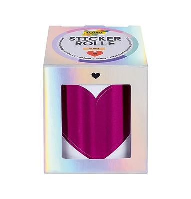 folia 27201-Rollo Hearts, Set de 48 Pegatinas, 3 m de Largo con Varios Motivos de Corazones autoadhesivos, Papel, Multicolor, One Size