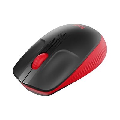 Logitech Wireless Mouse M190, Full Size Ambidextrous Curve Design, 18-Month Battery with Power Saving Mode, USB Receiver, Precise Cursor Control + Scrolling, Wide Scroll Wheel, Scooped Buttons - Red