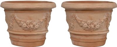 Biscottini Lot de 2 Pots pour Plantes d'extérieur L40,5 x PR40,5 x H30,5 fabriqué en Italie – vases en Terre Cuite Grands pour l'extérieur – vases pour Plantes d'extérieur – Grand Pot d'extérieur