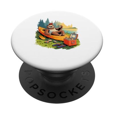 Perezoso Bebiendo Cerveza Kayak Kayakista Remando Remos PopSockets PopGrip Adhesivo