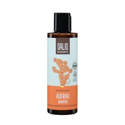 DALIO Shampooing reconstituant – Nettoyage doux pour cheveux clairsemés, stimule la pousse des cheveux, avec gingembre bio, caféine bio et protéines de riz, cosmétique naturel certifié végétalien 200