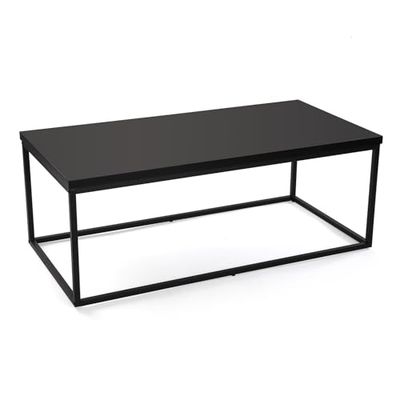 Versa Table Basse de Style Industriel, Dimensions (H x L x L) 45 x 60 x 120 cm, métal Noir