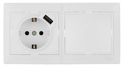 Switch + Schuko-basis met USB-lader 2,1 A, EU-serie