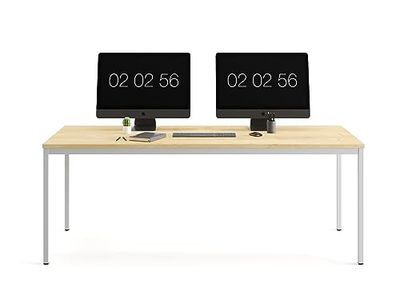 furni24 MA10785 Escritorio, Madera, Roble Gris, 160 cm x 80 cm x 75 cm