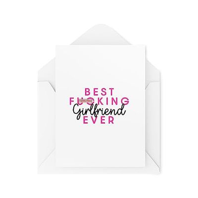 Tongue in Peach CBH1744 Cartes de vœux pour partenaire – Best F*cking Girlfriend Ever – Carte de vœux unique – Carte de Saint-Valentin – Cartes d'anniversaire – CBH1744