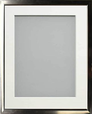 Frame Company Drayton Range Chrome Effect Photo Frame with Off-White Mount, 8x6 for image size 5x3 inch