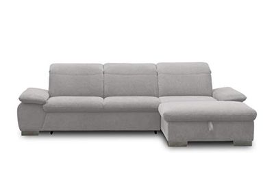 DOMO. collection Maven Divano Schienale, Imbottitura angolare con Molle e Funzione Relax, Grigio, 286x184x77