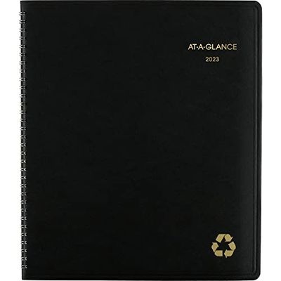 AT-A-GLANCE Agenda mensile 2023, 22,9 x 27,9 cm, grande, riciclata, con linguette mensili, nero (70260G05)