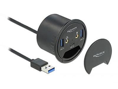 Delock Bordshub med 3 portar 1 x USB Type-C™ och 2 x USB Type-A HD-ljudportar