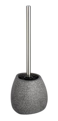 WENKO Escoiveira WC Pion cinzenta cerâmica - escova para sanita com cerdas de silicone, cerâmica, 12,5 x 38,5 x 12 cm, cinzento