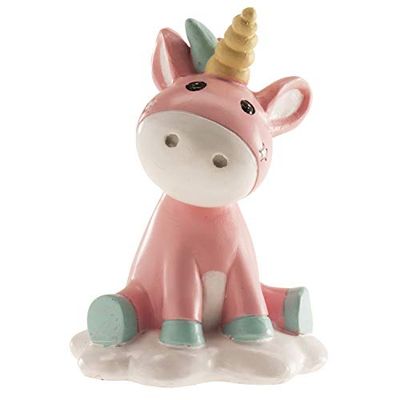 Dekora 310137 chrzest dekoracja figurka na tort chrztu jednorożec 10 cm, kolorowa