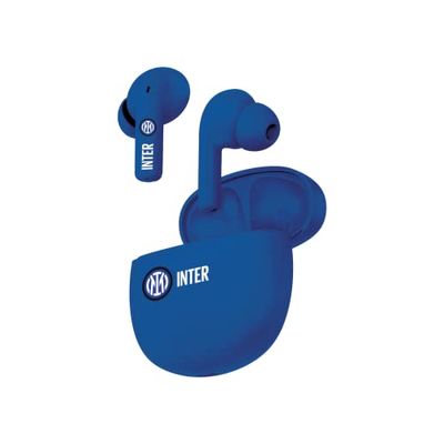 Inter TECHMADE, Écouteurs Intra-Auriculaires sans Fil avec Double Microphone, écouteurs Officiels avec boîte de Chargement Noir/Bleu