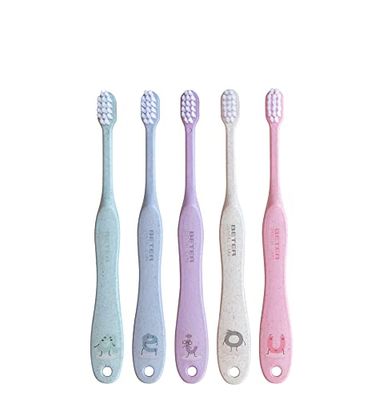 Brosses à dents pour enfants en fibre de blé (kit de 5) | Brosse à dents en charbon de poils doux spécial enfants Dental Care | Durable et recyclable