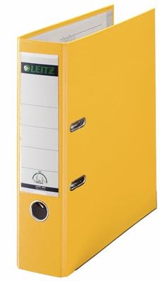 Leitz Plastic Lever Arch File, 90 Percent Recycled Card, 30 Percent Pre-consumer Recycled Plastic, With Thumbhole and Rado Rings, 80mm Spine 600 Sheet Capacity, Yellow, 10101015