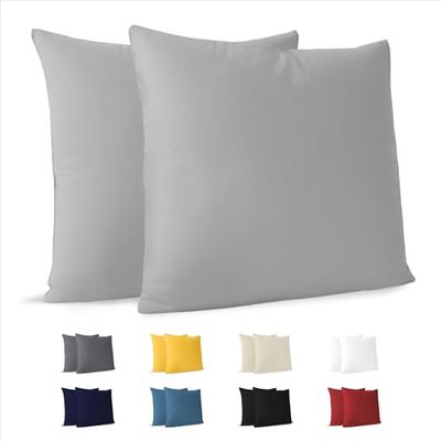 Dreamzie Fundas de Almohada (Juego de 2) - Gris - para Las Almohadas 60 x 60 cm - 100% Algodon Jersey - Funda de Almohada Algodon - Funda Cojin para Cama - Protector de Almohada
