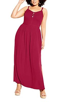 CITY CHIC Plus Size Maxi Riviera, in Rhubarb, Size, 24