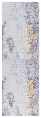 Safavieh Tapis Abstrait - Lavable en Machine et Antidérapant - Idéal pour Les Zones à Fort Passage - Tacoma Collection, Tapis à Poil Court, Gris et Or, 180 x 76 cm