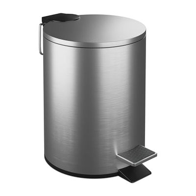Relaxdays Poubelle de Salle de Bain, 3 litres, en Acier Inoxydable, avec Couvercle, Seau intérieur Amovible, argentée