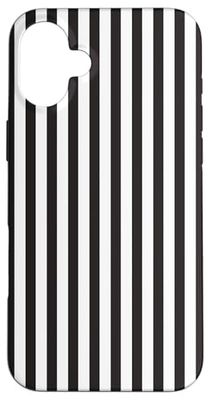 Black And White Vertical Stripes 90s Style Summer Pattern Case for iPhone 16 Plus