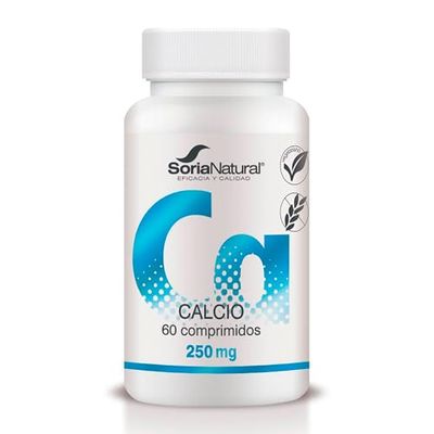 Soria Natural Calcio - MÁXIMA ABSORCIÓN - Ayuda a Fortalecer Huesos y Dientes - Liberación Sostenida para mayor asimilación - Mineral esencial - Complemento Alimenticio - 60 comprimidos