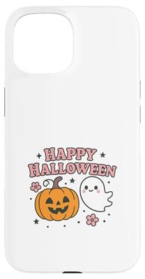 Cute Girly Halloween| Pastel Pumpkin and Ghost Design Case for iPhone 15