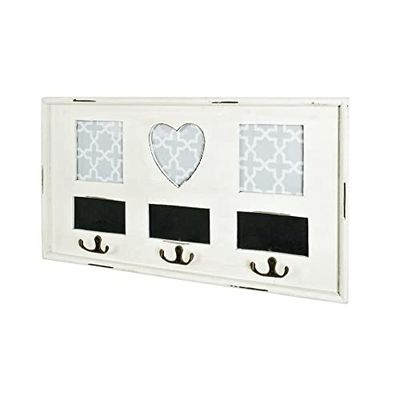 HAKU Möbel Väggklädhängare antik vit, Massivt trä, MDF - Storlek: B 49 cm x H 26 cm x D 3 cm, Stil: Industriell