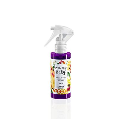 ANWEN Bee My Baby naturlig spray för barnhår för att reda ut knutar och kamma med hallongummidoft – närande med sheasmör & hongeextrakt