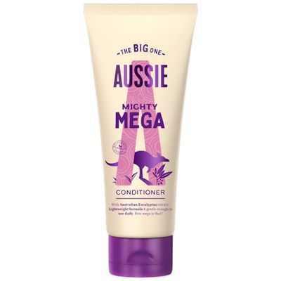 Aussie Mighty Mega Conditioner, Lightweight & Gentle Vegan Formula, Daily Dose of Dazzle For Super Soft & Shiny Hair, With Eucalyptus Extract, Cruelty Free, Recyclable Bottle, 350ml
