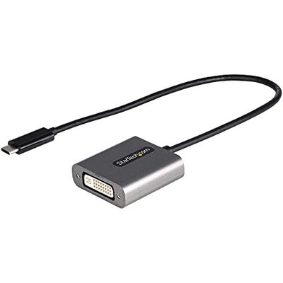 StarTech.com Adaptador USB C a DVI - Conversor de Vídeo USB Tipo C a DVI-D para Monitor/Proyector - Compatible con Thunderbolt 3 - Cable de Conexión de 30cm - Versión Mejorada de CDP2DVI (CDP2DVIEC)