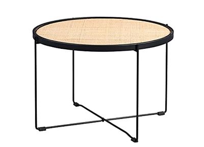 M2 Kollektion Liam Table d'appoint, Métal Rotin, Marron/Noir