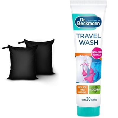 OTraki Dirty Laundry Travel Bag Waterproof Wet Dry Bag Swimming Wet Clothes Bag & Dr. Beckmann Travel Wash | Clean Laundry ON The GO | up to 20 Washes | 100ml
