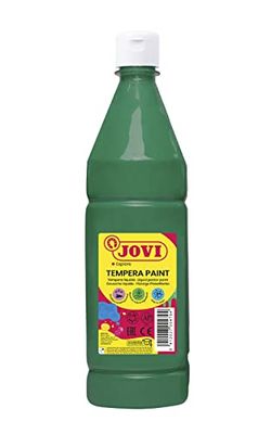 Jovi - Vloeibare temperaverf, Fles 1L, Donkergroene Kleur, Verf op basis van natuurlijke ingrediënten, Gemakkelijk te wassen, Glutenvrij, Ideaal voor schoolgebruik (51119)