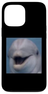 Funny Cute Smiling Dolphin Face Meme Blurry Photo Case for iPhone 13 Pro Max