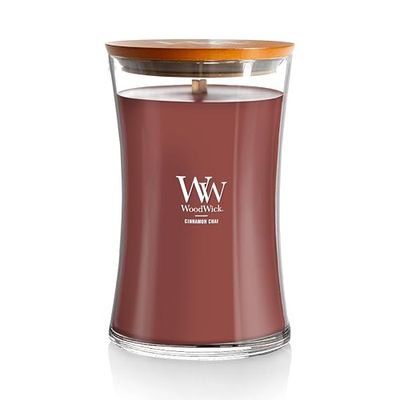 Woodwick Hourglass Vela cromada em frasco grande, vermelho (canela cáqui), 610 g