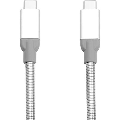 Verbatim USB-C to USB-C charging cable silver - robust Android charger - flexible stainless steel - 30 cm charging cable smartphone - mobile phone cable - USB charger - cellphone charger