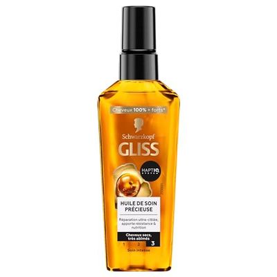 Schwarzkopf - GLISS - Huile de Soin Précieuse - Reparation ultra-ciblée - Apporte Résistance & Nutrition - Haptiq System - Cheveux Secs & Très Abîmés - Cheveux 100% Plus Forts - Soin Intense - 75ml