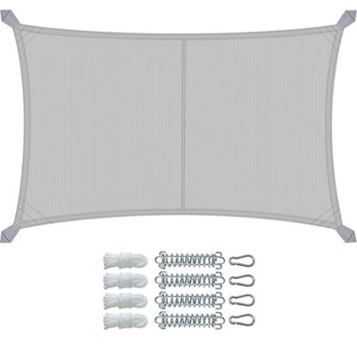 VOUNOT® Voile d'ombrage Rectangulaire Imperméable Auvent Protection en Polyester avec Kit de Montage Toile Ombrage Protection UV 95% Résistant et Respirant pour Jardin Terrasse Balcon 3x5m Gris Clair