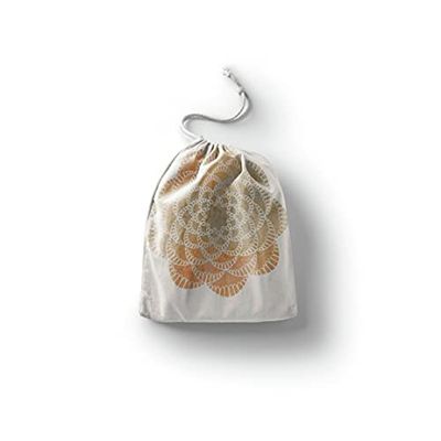 Bonamaison Bedrukte katoenen tassen met trekkoord, boodschappentas, buidel, stoffen zak, groentezak, herbruikbaar, milieuvriendelijk, multifunctioneel, opvouwbaar, grootte: 12x15 cm