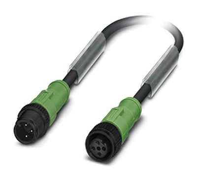 Phoenix 1442816 - Cable sac-3p-m12ms/1,5-pur/m12fs-p negro 1,5m