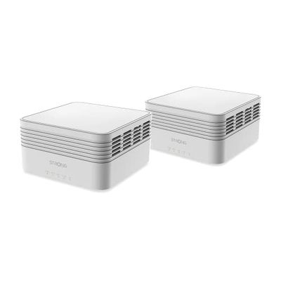 STRONG - Kit WiFi Mesh - Atria AX3000 - Jusqu'à 350 m² de Couverture WiFi 6 Supplémentaire - Compatible Toutes Box & Routeurs Standards - Dual Band 2,4 GHz + 5 GHz - 3 Ports Ethernet - Blanc