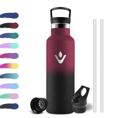 Botella Termica 500ml, Botella Agua Acero Inoxidable Niños Cantimplora Termo con Pajita, Reutilizable, sin BPA, Fácil de llevar, Cantimplora Termica para Niños, Escuela, Adultos, Camping, Gimnasio