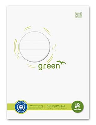 Staufen Staufen Green 794004500 Notebook Cover with Labelling Field DIN A5 150 g/m² Recycled Paper Perfect Protection for School Notebooks Colour White Pack of 10