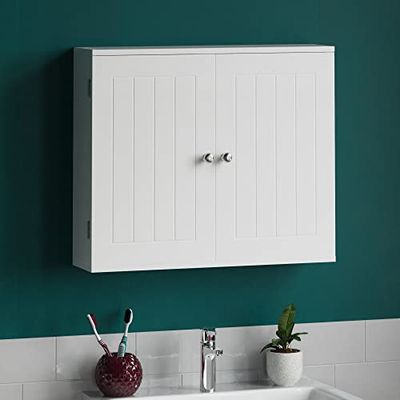 Home Discount Armário de casa de banho duas portas, para montagem na parede, cor branca