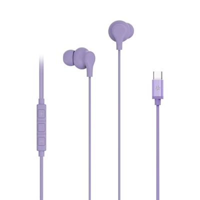 Celly, Cuffie Auricolari In Ear con Filo USB-C, Con Tasto di Risposta, Controllo del Volume, Microfono Integrato, Colore Viola