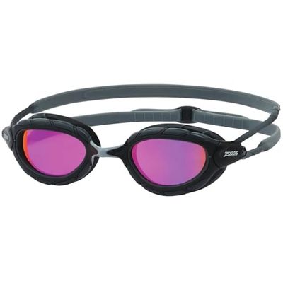 Zoggs Predator Titanium, Occhialini da Nuoto Unisex Bambino, Grigio/Nero/Rosa specchiato, Smaller Fit