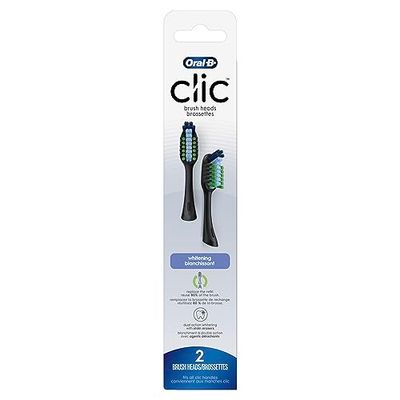 Oral-B Clic Lot de 2 têtes de brosse à dents blanchissantes de rechange Noir