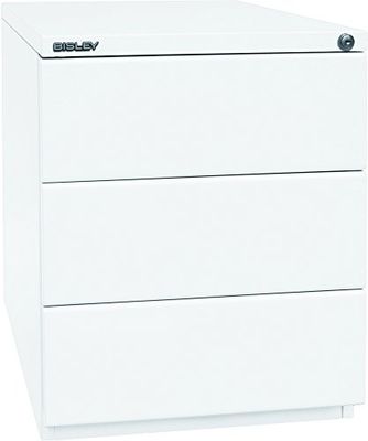 BISLEY Boîte à roulettes OBA avec Dessus de 25 mm, 3 tiroirs universels, Métal, 696 Blanc de Circulation, 56,5 x 42 x 51,9 cm