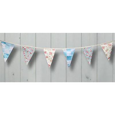 CLUB GREEN Country Garden Cotton Bunting 15 flaggor 3 m, tyg, blå, 35 x 23 x 10 cm