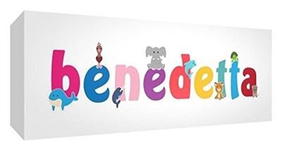 Little Helper Panel decorativo bebé/bautizo idea regalo, dibujo personalizable con nombre de niña Bendita 5 x 15 x 2 cm multicolor