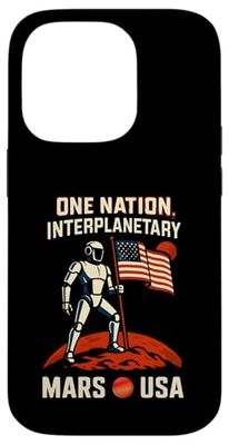 Marte USA Robot Flag Interplanetary Space Mission STEM Custodia per iPhone 14 Pro